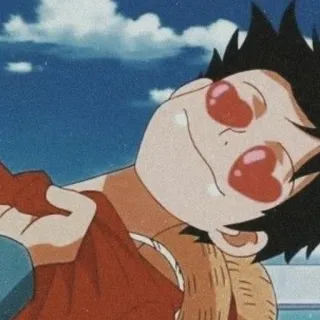 😍 Luffy One Piece Anime, Luffy, One Piece, Desenho animado, Olhos de coração, Amor, Feliz, Mangá whatsapp sticker