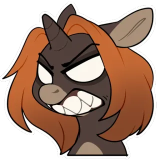 😡 Poney, Dessin animé, En colère, Animal, Licorne, Mignon telegram sticker