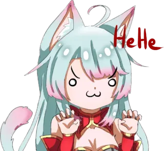 😏 Hehe 고양이 소녀, 애니메이션, 귀여운, 만화, SD캐릭터, 카와이 telegram sticker
