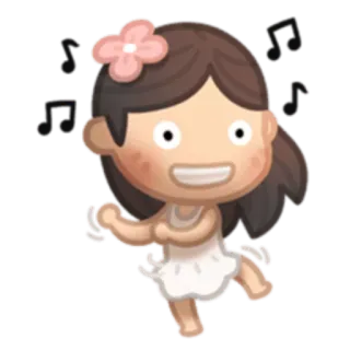 💃 cartoon, schattig, dansen, meisje, muziek, bloem, jurk telegram sticker