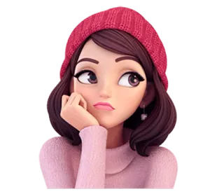 🙄 dibujo animado, chica, pegatina, mujer, lindo, ilustración telegram sticker