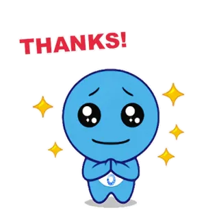 ☺️ THANKS! grazie, grato, emoji, carino, blu, brillantini telegram sticker