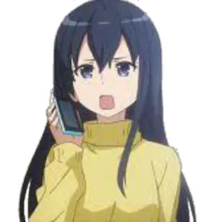 📱 Anime, Dziewczyna, Telefon, Postać, Kreskówka telegram sticker