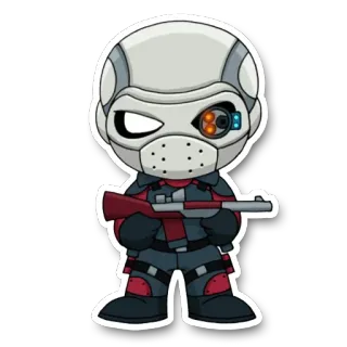 🔫 soldier, gun, helmet, cartoon, action, character telegram sticker