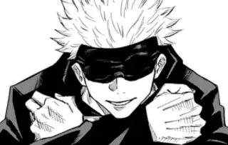 😀 Satoru Gojo Jujutsu Kaisen Anime, Manga, Satoru Gojo, Jujutsu Kaisen, opaska na oczy, uśmiechnięty telegram sticker