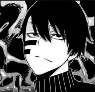 😞 Anime, Manga, Personnage, Art, Noir et blanc, Visage telegram sticker