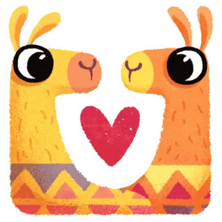💑 lama, zwierzęta, słodkie, miłość, serce, kreskówka telegram sticker