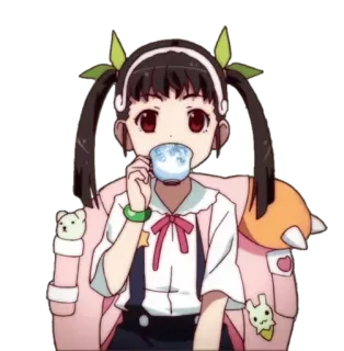 ☕ anime, girl, drinking, cute, kawaii, sticker telegram sticker