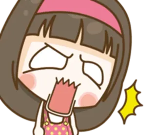 🙀 Dessin animé, En colère, Expression, Fille, Animé telegram sticker