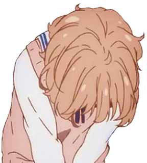 🙇‍♂ anime, triste, llorando, molesto, emocional, personaje, ilustración, dibujo animado whatsapp sticker