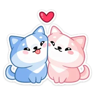 ❤️ 犬, 子犬, 可愛い, ハート, 愛, 動物, 漫画, ステッカー telegram sticker