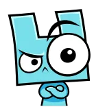🤨 漫画, キャラクター, 青, 片目, 四角, 面白い telegram sticker