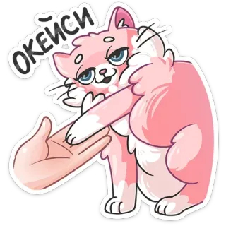 🐾 ОКЕЙСИ 猫, 好的, 好的, 问候, 可爱, 粉色 telegram sticker