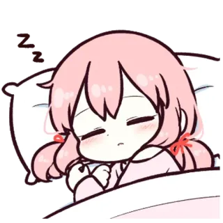 🗯 tidur, imut, kawaii, kartun, mengantuk, anime, gadis, chibi telegram sticker