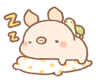 💤 zz หมู, เต่า, หมอน, นอนหลับ, การ์ตูน, สัตว์, น่ารัก telegram sticker
