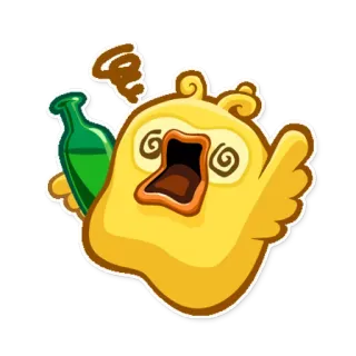 🍻 cartoon, drunk, bottle, yellow, funny, cute, animated telegram sticker