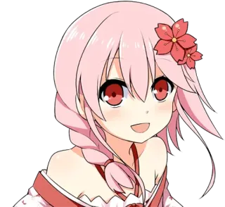 😙 Anime, Menina, Fofa, Cabelo rosa, Flor, Desenho animado whatsapp sticker