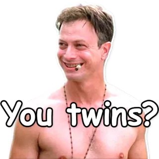 😂 You twins? man, twins, question, funny, meme telegram sticker