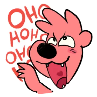 😂 OHOHOH cartoon, excited, animal, cute, pink, fun telegram sticker