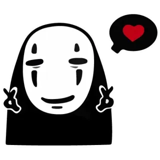 ❤️ No-Face Spirited Away ผีไร้หน้า, สปิริเต็ดอเวย์, อนิเมะ, การ์ตูน, คาวาอิ, ผี, หัวใจ telegram sticker