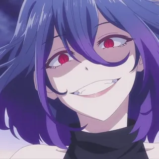 😈 アニメ, 不気味, 邪悪, ニヤリ, 女の子 whatsapp sticker