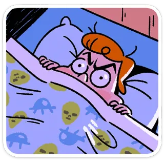 😡 marah, tempat tidur, kartun, tidur, kesal, insomnia telegram sticker