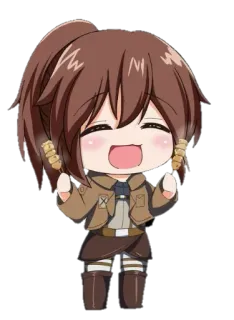 ☺️ Sasha Braus Attack on Titan Anime, Chibi, Mignon, Sasha Braus, L'Attaque des Titans, Nourriture telegram sticker