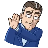 🤚 man, suit, dismissive, gesture, cartoon, illustration, hand, disapproval telegram sticker
