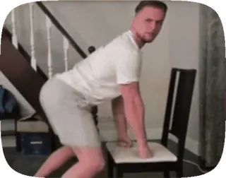 🍑 man, chair, exercise, fitness, indoors, person telegram sticker