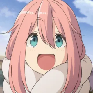 🤩 Nadeshiko Kagamihara Yuru Camp Anime, Niedlich, Mädchen, Fröhlich, Rosa Haare, Yuru Camp telegram sticker