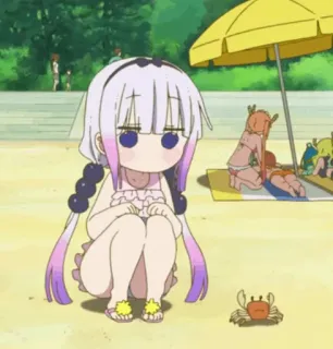 🍥 Kanna Kamui Miss Kobayashi's Dragon Maid Anime, Drache, Mädchen, Süß, Strand, Sommer, Badeanzug, Kawaii whatsapp sticker