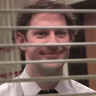 🙂 Jim Halpert The Office Jim Halpert, The Office, tv show, comedy, character, portrait, peeking, blinds telegram sticker