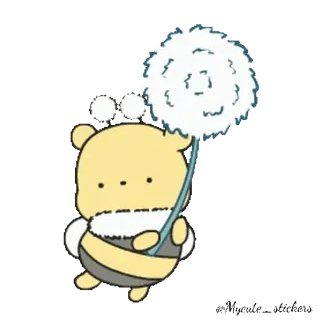 🍯 zwierzę, słodkie, mniszek lekarski, pszczoła, kawaii whatsapp sticker