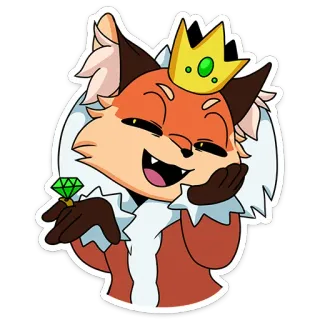 🤴 狐狸, 国王, 皇冠, 卡通, 动物, 可爱 telegram sticker