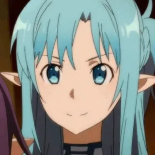 ❄️ Asuna Yuuki Sword Art Online アニメ, ソードアート・オンライン, アスナ, キャラクター, 青髪, エルフ耳 telegram sticker