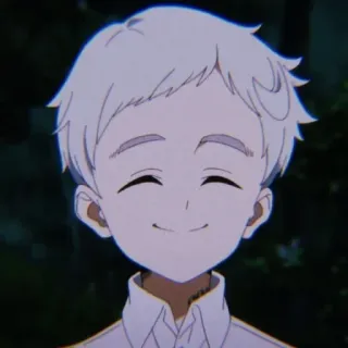 😊 Norman The Promised Neverland anime, boy, white hair, smile, Norman, The Promised Neverland telegram sticker