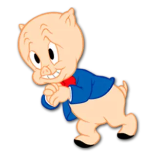 🐷 Porky Pig cartoon, pig, character, funny, Porky Pig, Looney Tunes telegram sticker