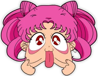 😝 Chibiusa Sailor Moon anime, cartoon, chibi, funny, sticker, cute, manga, sailor moon whatsapp sticker