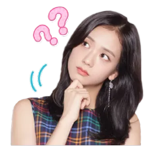 🤔 Jisoo kpop, นักร้อง, จีซู, คิด, คำถาม, สงสัย, น่ารัก telegram sticker