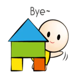 👋 Bye~ 만화, 캐릭터, 블록, 잘 가, 안녕, 떠남 telegram sticker