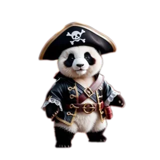 🤘 Panda, Pirata, Animal, Dibujos animados, Pegatina whatsapp sticker
