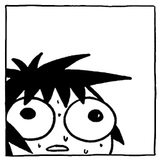 😨 anime, mangá, desenho animado, assustado, suando, pânico, preocupado whatsapp sticker