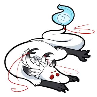 😋 blanc, dragon, fantaisie, monstre, fil rouge, art whatsapp sticker