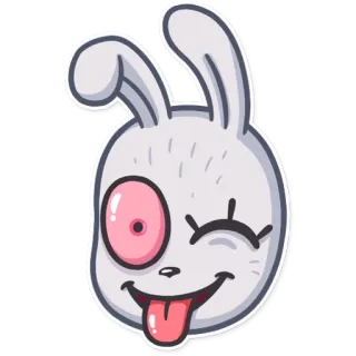 😜 ウサギ, 動物, 漫画, ウインク, 舌, ステッカー telegram sticker