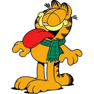 😋 Garfield Garfield, Desenho animado, Gato, Tirinha, Gato laranja, Feliz, Personagem, Cachecol telegram sticker