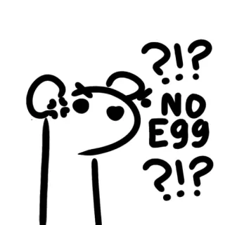 ⁉️ NO EGG stick figure, cartoon, egg, question mark, line art, cute, simple telegram sticker