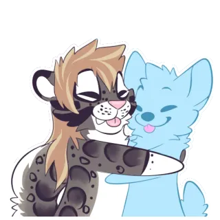 🤗 desenho animado, animal, gato, cachorro, fofo, abraço, peludo telegram sticker