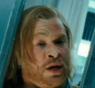 😖 Thor Avengers: Endgame Thor, Vingadores: Ultimato, Thor gordo, Marvel, Super-herói, Chris Hemsworth telegram sticker