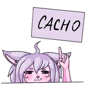 😘 CACHO anime, cat, pointing, purple, sticker, cartoon, furry telegram sticker