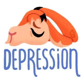 😶 DEPRESSION kesedihan, kesehatan mental, depresi, kartun, kelinci, penyakit, emosi telegram sticker